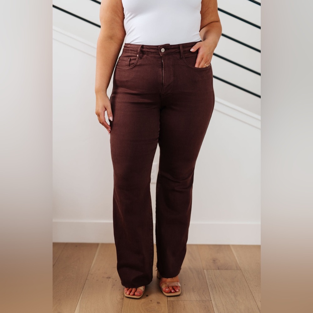 NWT Judy Blue Espresso High Rise Control Top Flare Jeans 24W